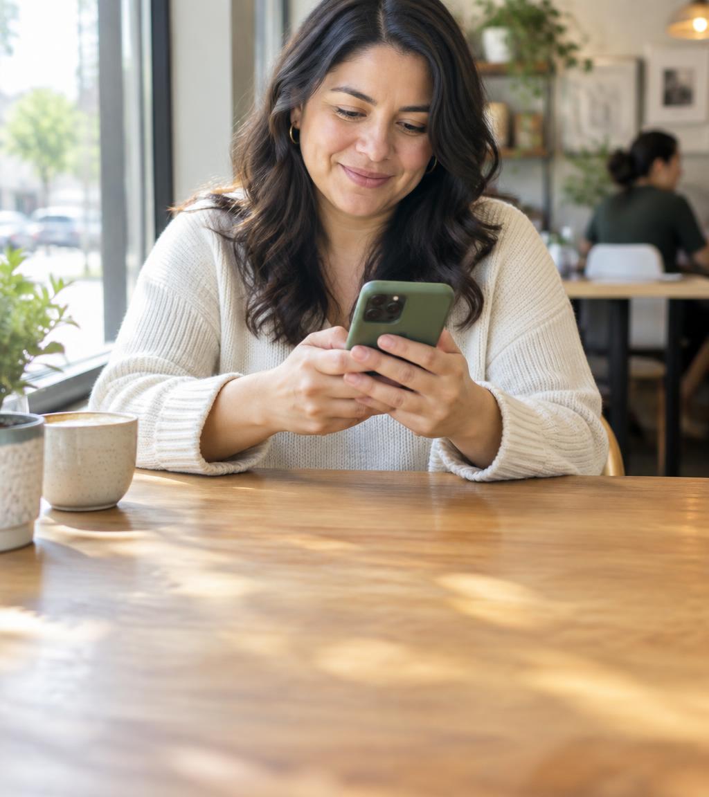 Illustrative photo: a person typing on her phone